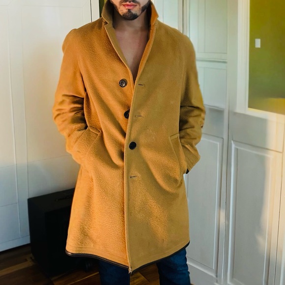 Burberry Men's Camel Wool Trench Coat - Picture 4 of 16